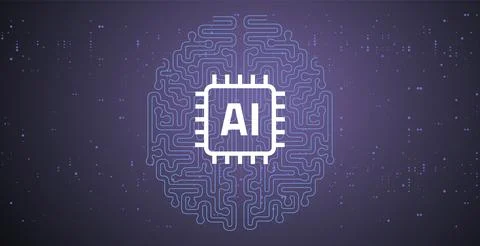 Futuristic AI Chip Processor Integrated with Neural Network Brain Circuit P.. Stock Illustration