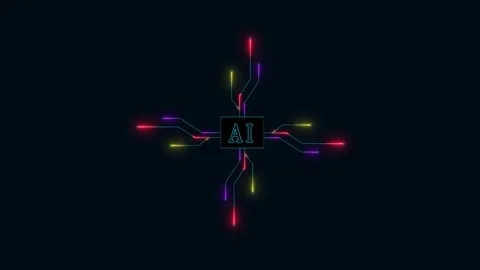 Futuristic AI Circuit Background with Neon Technology Lines and Processor Stock Footage 340192917