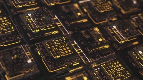 Futuristic AI Circuit Board Animation with Neural Network Data Flow 動画素材 333367311