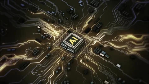Futuristic Ai computer chip central processor unit. Powerful Quantum CPU on PCB  Stock Footage 311874611