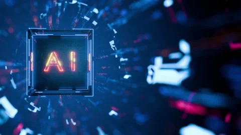 Futuristic AI core with data streams symbolizing advanced technology. 스톡 동영상 346915818