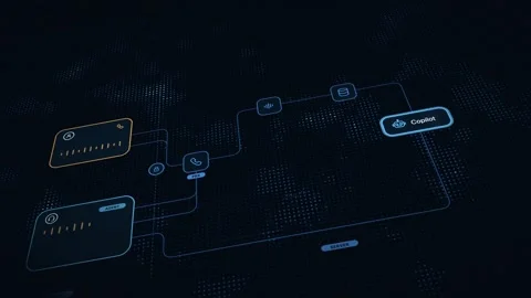 Futuristic AI Customer Service Interface with Blue Matrix Design and Dynamic Age Stock Footage 339302009