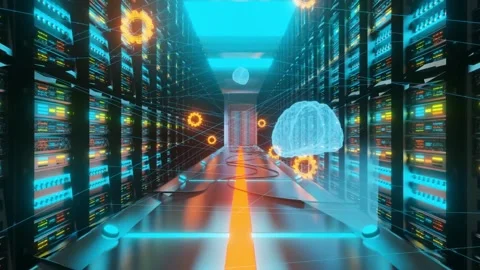 Futuristic AI Data Center Powering Big Data Intelligence Stock Footage 325824522