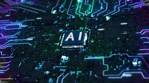 Futuristic AI Data Circuit Board Stock Footage 159773481