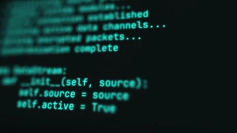 Futuristic AI Data Processing Code Screen Animation Stock-Footage 335450726