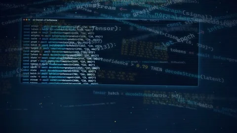 Futuristic AI Deep Learning Code and Data Processing Background Stock-Footage 335356374
