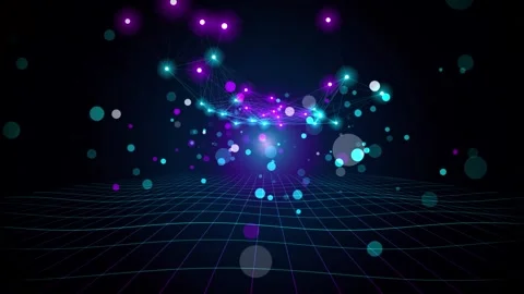 Futuristic AI Digital Network With Glowing Particles Video stock 345042314