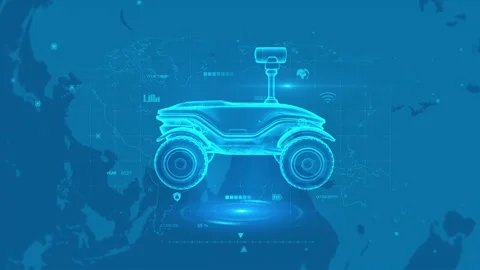 Futuristic AI Drone on Digital World Map with Tech Elements Background Stock-Footage 342233198