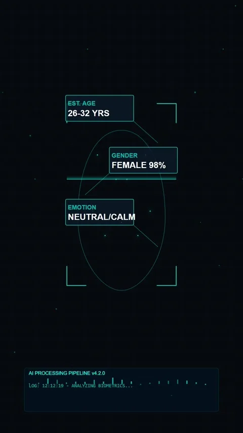 Futuristic AI Face Scanning Interface HUD Video stock 346207261