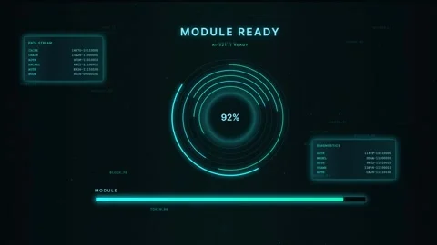 Futuristic AI HUD Interface Loading Screen with Digital Data Stock-Footage 335370006