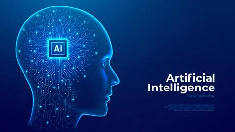 Futuristic AI human face concept Illustrazione stock