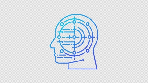 Futuristic AI Human Head with Circuit Network and Transparent Background Stock Footage 337943567