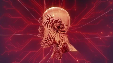 Futuristic AI Human Head Transformation Loop Stock Footage 326020836