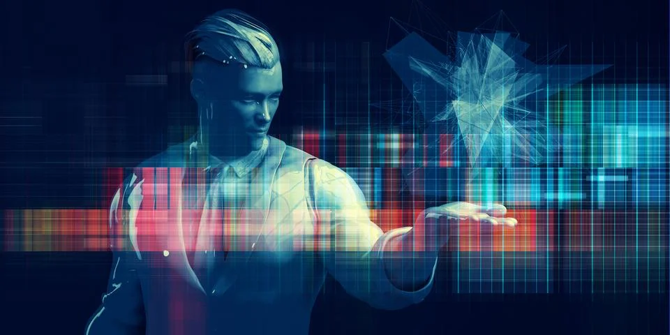 Futuristic AI Intelligence Display For Data Visualization イラスト素材