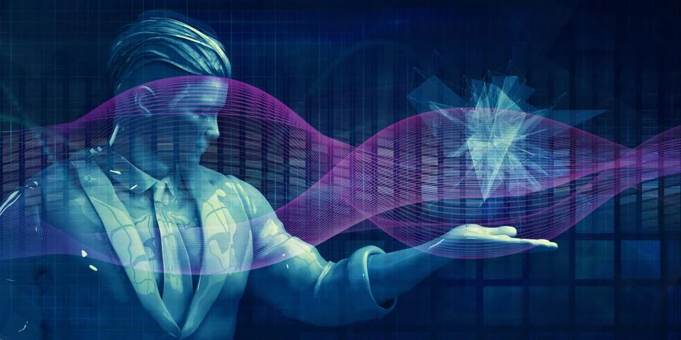 Futuristic AI Intelligence Display For Data Visualization イラスト素材