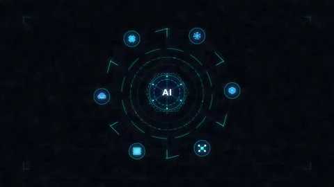Futuristic ai interface animation with digital sphere nodes, neural network.. Stock Footage 348334312