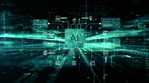 Futuristic AI interface with data analytics, Technology digital network. Stock Footage 313169027