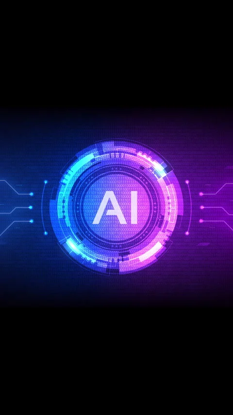 Futuristic AI Interface with Glowing Tech Elements.. Stock Footage 308688523