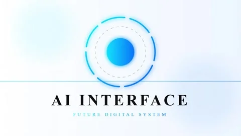 Futuristic AI Interface Logo Animation with Blue Tech Target Ring Stockbeeldmateriaal 334744711