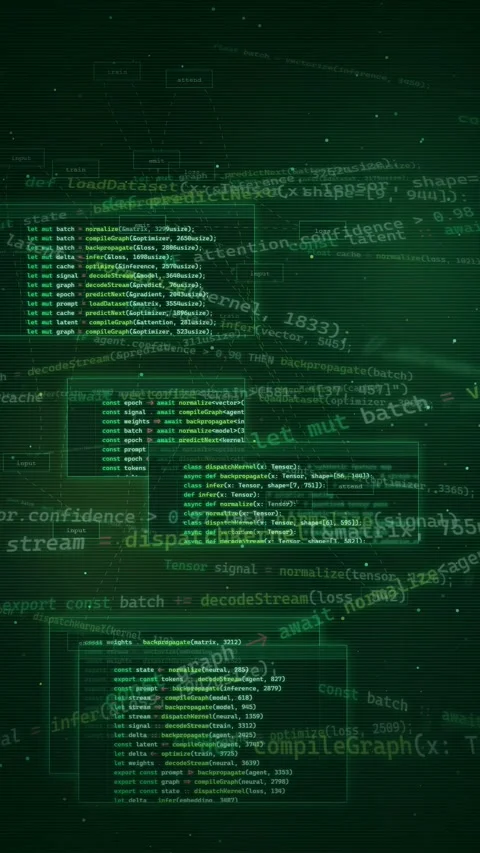 Futuristic AI Machine Learning Code Data Stream Background Stock-Footage 335341649
