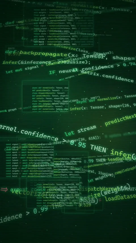 Futuristic AI Machine Learning Code Digital Background Stock Footage 335342323
