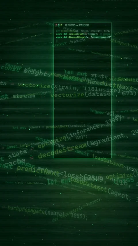 Futuristic AI Machine Learning Code Scrolling Background Stock Footage 335342779