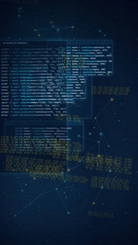 Futuristic AI Machine Learning Data Processing Background Stock Footage 335341839
