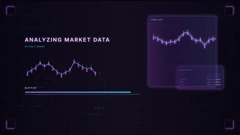 Futuristic AI Market Data Analysis HUD Interface Background Stock Footage 335369239