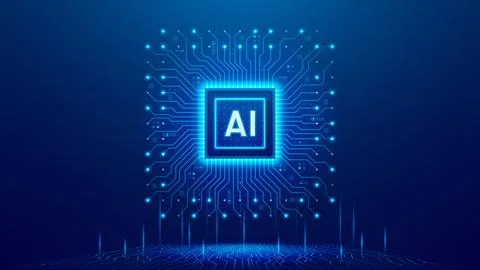 Futuristic AI microchip concept イラスト素材