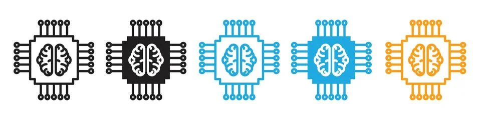 Futuristic AI Microchip Icon Denoting Next-Gen Processing Power Ilustración de archivo