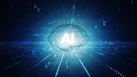 Futuristic ai network with human brain loop motion background Vídeos de archivo 341897089