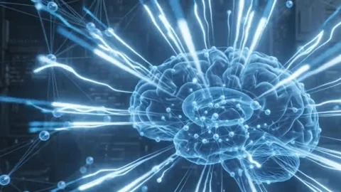Futuristic AI Neural Network Background with Glowing Data Connections 4K Stock Footage 337635211