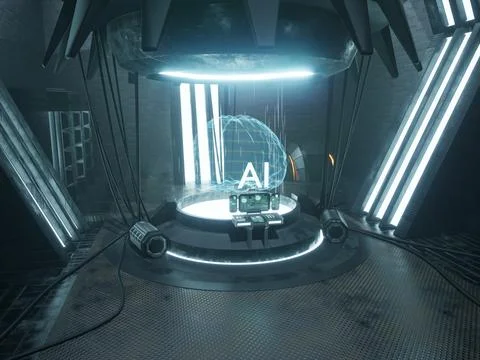 Futuristic AI neural network Illustrazione stock