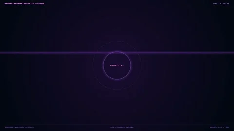 Futuristic AI Neural Network Interface HUD Visualization Video stock 347627772