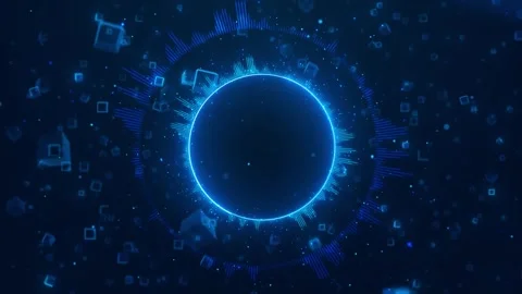 Futuristic AI Orb with Luminous Cubes and Quantum Energy Waves Stock Footage 341367768