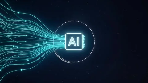 Futuristic AI Processing Data Stream Visualization. Stock-Footage 343230179
