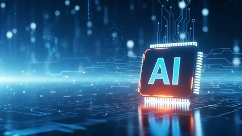 Futuristic AI Processor Chip: Glowing CPU Circuit Board Stock Footage 339269830