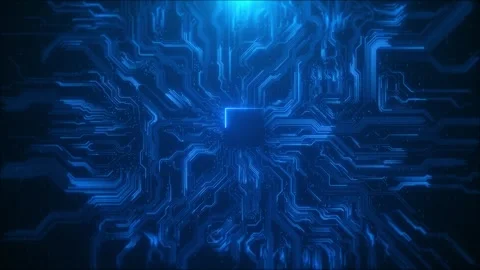 Futuristic ai processor, circuit board design motion picture. hi tech circuits Stock Footage 312855596