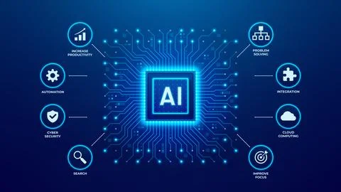 Futuristic AI processor concept イラスト素材