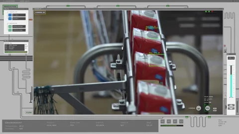 Futuristic ai supervisor system is analyzing the food products on the line Stock Footage 273753408