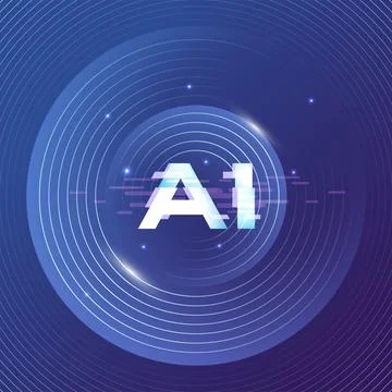 Futuristic AI Technology Background with Circular Light Effects Stock Illustration