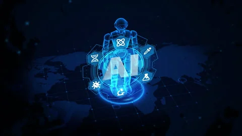 Futuristic AI Technology Concept with Holographic Elements Stock Footage 339133573
