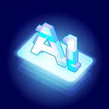 Futuristic AI Technology Concept in Neon Glow Stock Illustration