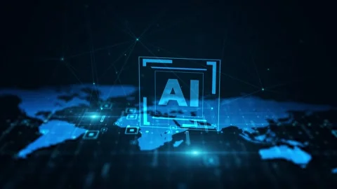 Futuristic AI Technology on Digital Global Map Network Background 库存影片 339051956