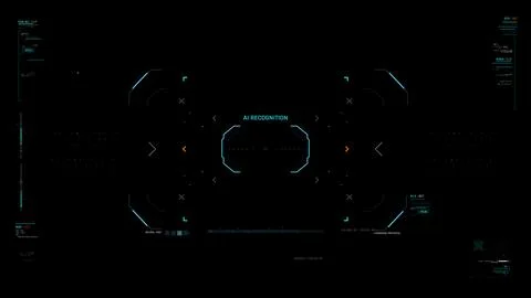 Futuristic AI Technology HUD Interface Vector Illustration video Overlay Stock Illustration