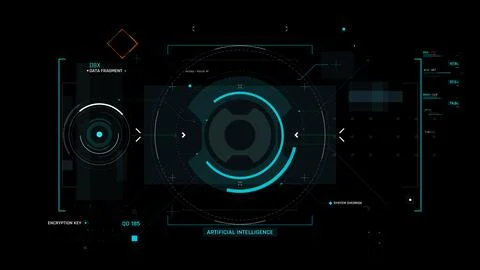 Futuristic AI Technology HUD Interface Vector Illustration video Overlay Stock Illustration