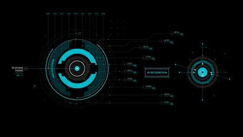 Futuristic AI Technology HUD Interface Vector Illustration video Overlay Stock Illustration