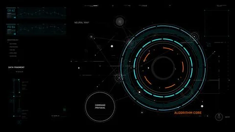 Futuristic AI Technology HUD Interface Vector Illustration video Overlay 스톡 일러스트