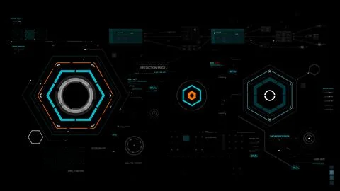 Futuristic AI Technology HUD Interface Vector Illustration video Overlay te.. Stock Illustration