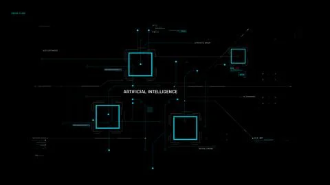 Futuristic AI Technology HUD Interface Vector Illustration video Overlay te.. Stockillustratie